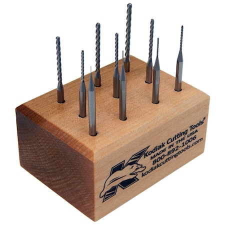 Kodiak Cutting Tools 10pc. Micro Carbide End Mill Set, Square, LOC 12Xs DIA 56399943